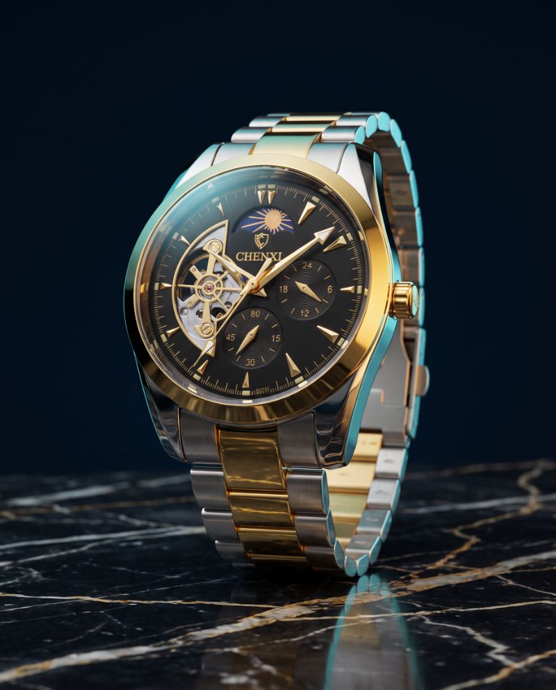 CELESTIAL ROYAL Bicolor-Uhr mit Mondphase
